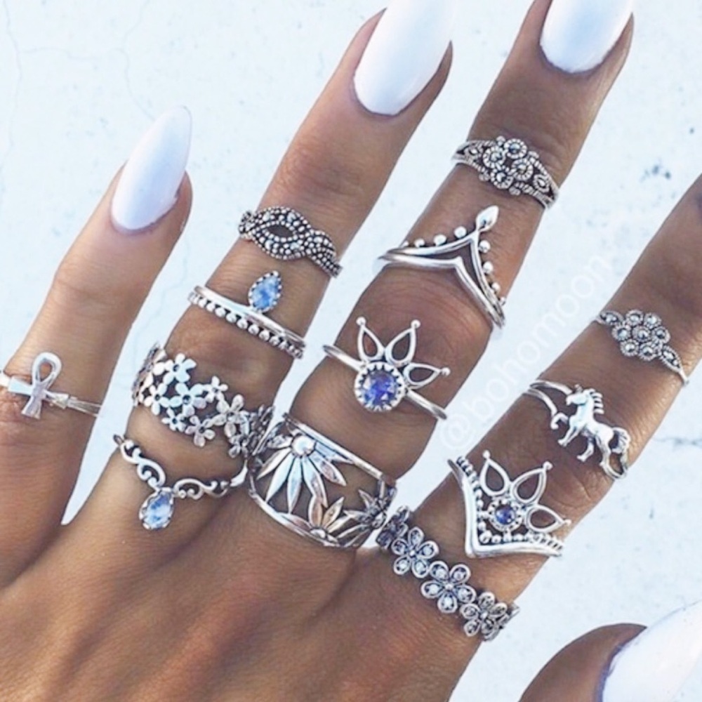 Vintage Boho 13-Piece Ring Set - Picture 1 of 7